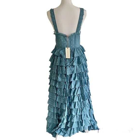 Loveshackfancy Idra Cotton Polka Dot Maxi Dress Blue Bonnet Size 8 MSRP $625 - Picture 4 of 11